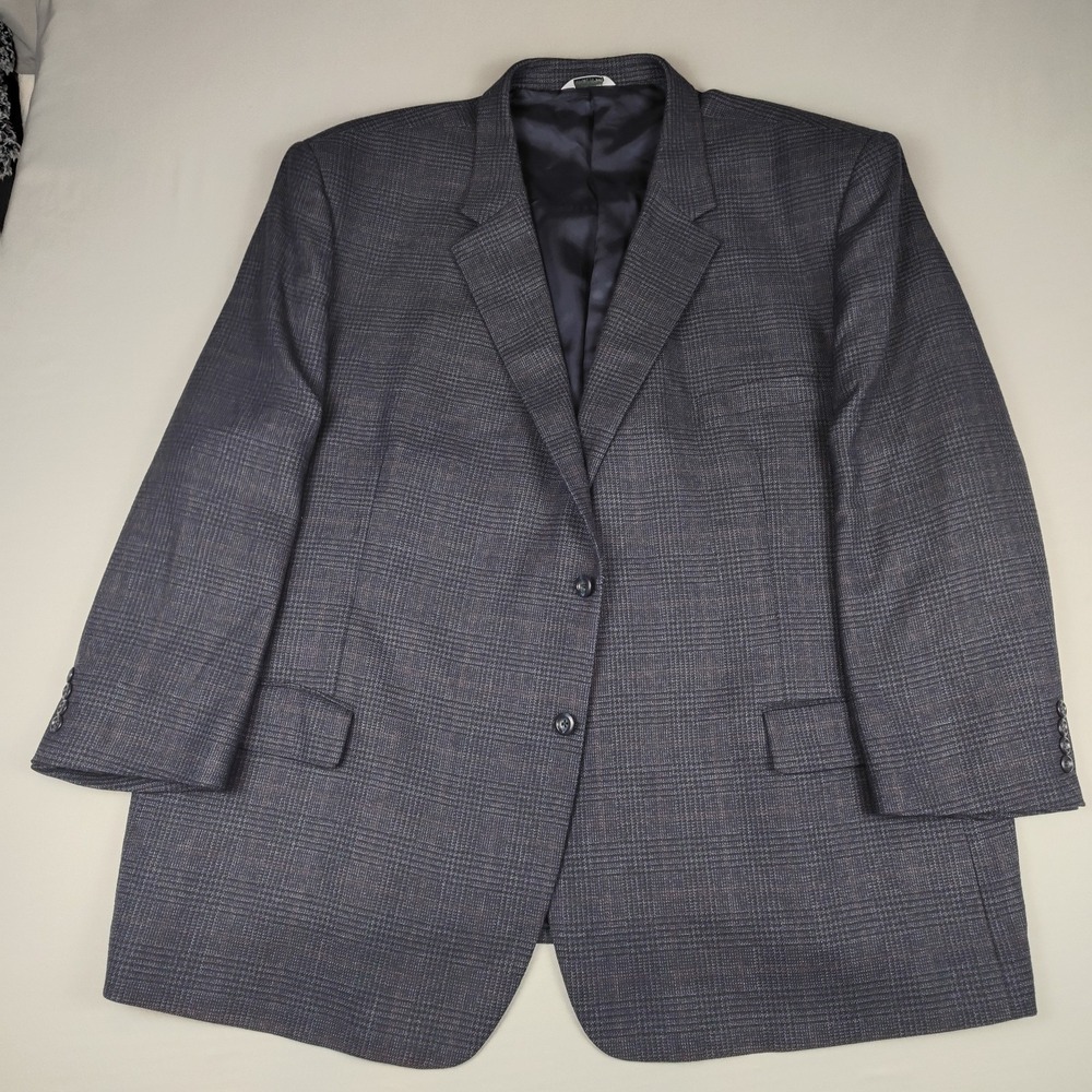 Joseph & Feiss Blazer Mens 58R Lambswool Navy Glen Plaid Sport Coat Jacket